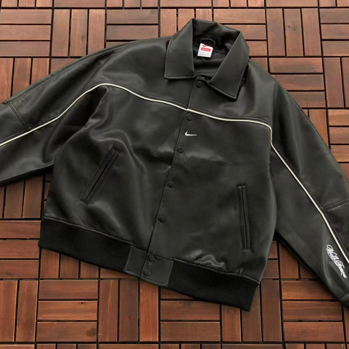 Supreme Nike Leather Varsity Jacket